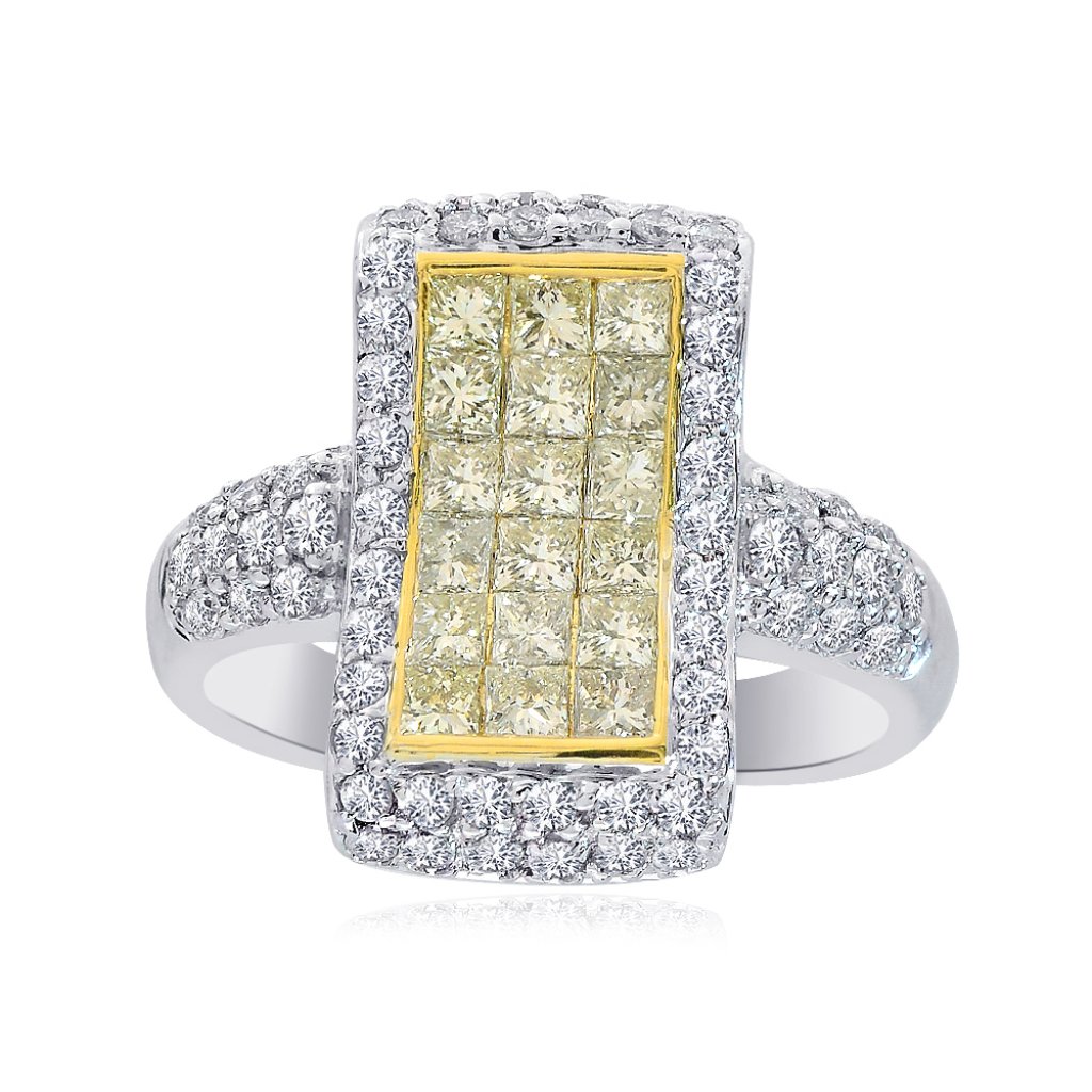 2.00 Carat Champagne Diamond Square Cluster Ring